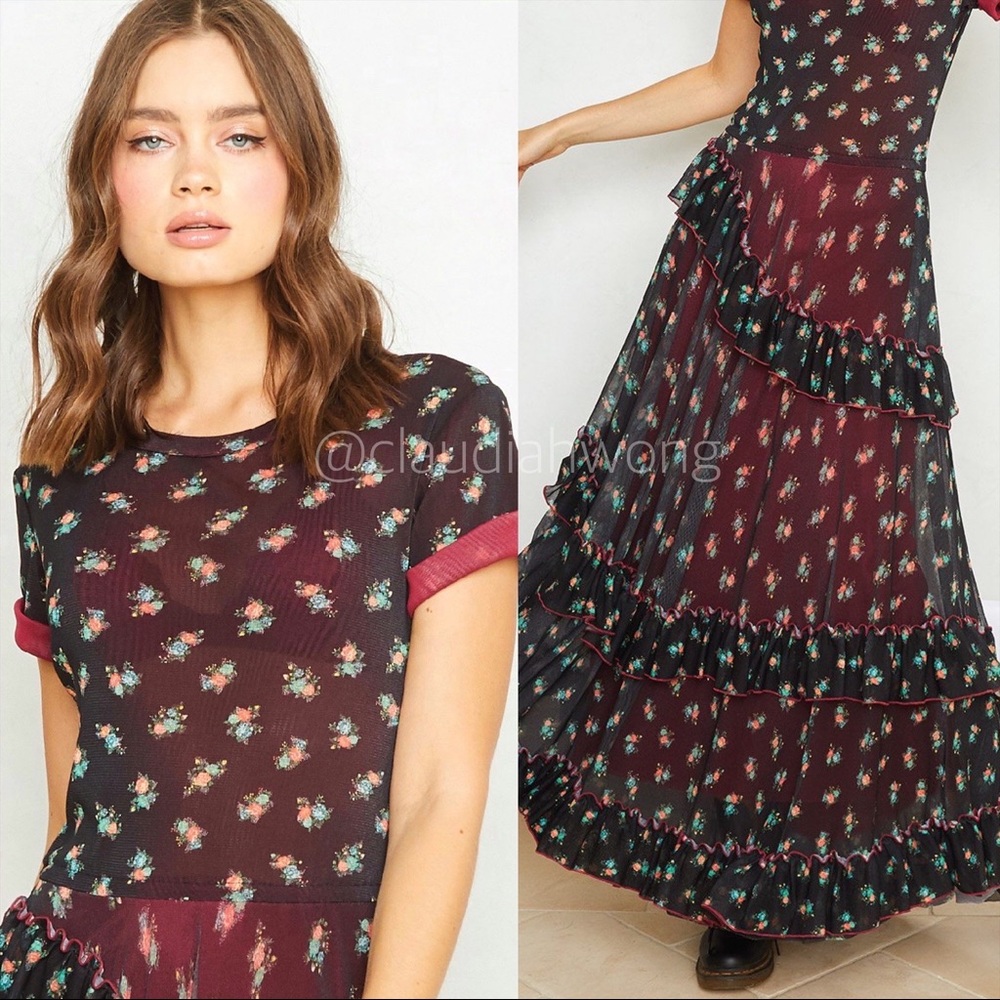 WE ARE HAH T’s Me Ruffle Maxi Dress in Cheap Perfume Noir Combo Black - Picture 5 of 15